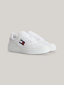 white retro basketball cupsole trainers for women tommy jeans