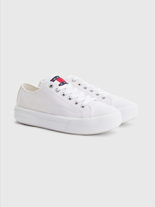 white logo cupsole trainers for women tommy jeans