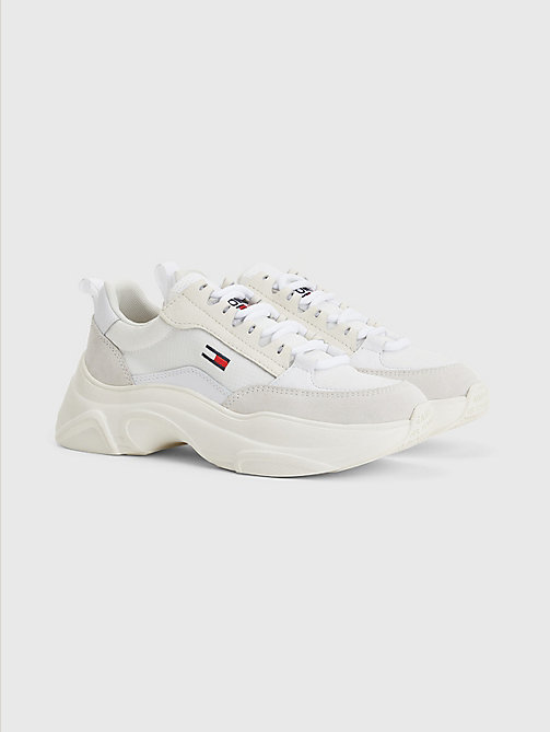 white lightweight chunky trainers for women tommy jeans