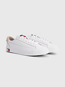 white varsity leather trainers for women tommy jeans