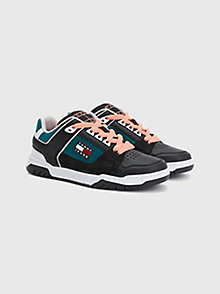 black leather cupsole skate trainers for women tommy jeans