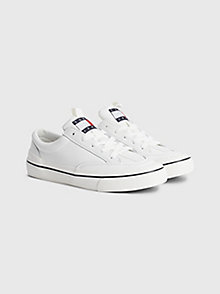 white leather low-top trainers for women tommy jeans