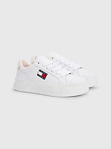 white city flatform leather trainers for women tommy jeans