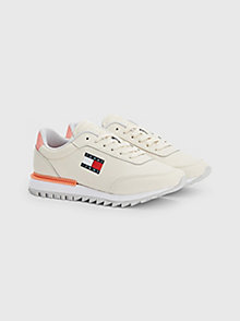 beige retro low-top trainers for women tommy jeans