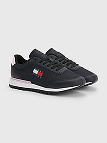 black retro low-top trainers for women tommy jeans