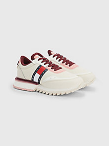beige mixed cleat runner trainers for women tommy jeans