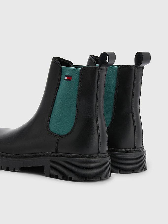 schwarz chelsea-boot aus leder in color block für damen - tommy jeans