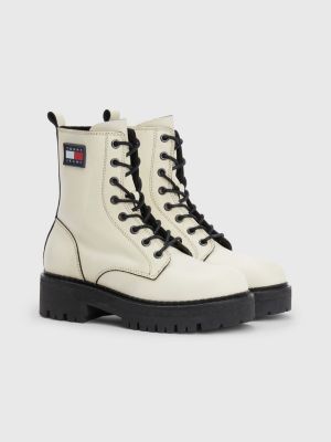Leather Piping Biker Boots | WHITE | Tommy