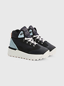 black cleated outsole hybrid boots for women tommy jeans