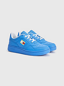 blue exclusive pop drop leather basket trainers for women tommy jeans