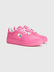 roze exclusive pop drop basket sneaker van leer voor dames - tommy jeans