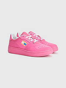 pink exclusive pop drop leather basket trainers for women tommy jeans