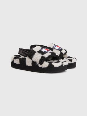 Chanclas peluche con diseño de damero NEGRO | Hilfiger