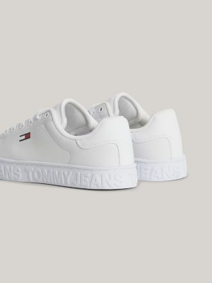 Essential Leather Embossed Cupsole Trainers WHITE Tommy Hilfiger