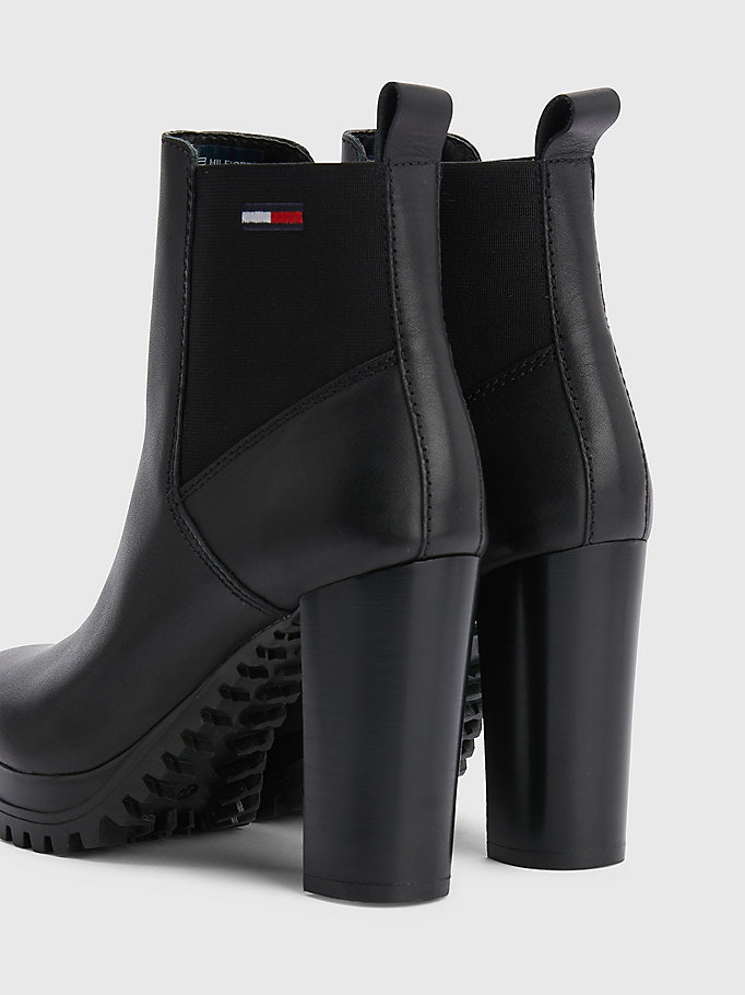 black essential high heel cleat boots for women tommy jeans