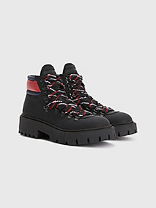 black serif logo leather boots for women tommy jeans