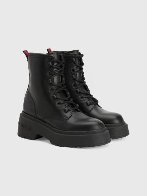 Chunky Sole Leather Lace-Up Ankle Boots | BLACK | Tommy Hilfiger