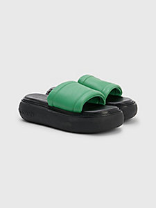 green embossed chunky sole flatform sandals for women tommy jeans