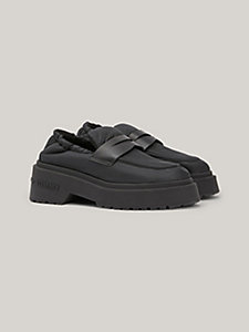 black cleat puffer loafers for women tommy jeans