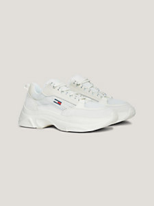 beige mixed mesh lightweight trainers for women tommy jeans