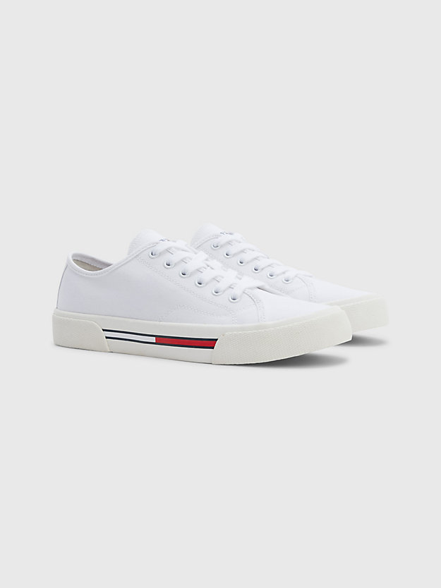 WHITE Canvas Signature Detail Trainers for women TOMMY JEANS