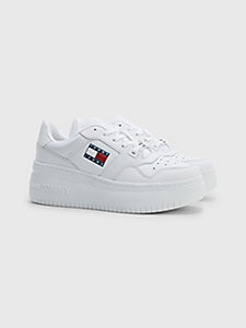 white retro flatform basketball trainers for women tommy jeans