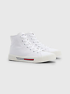 white high top signature detailing trainers for women tommy jeans
