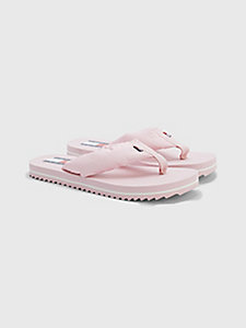 pink padded toe post beach sandals for women tommy jeans
