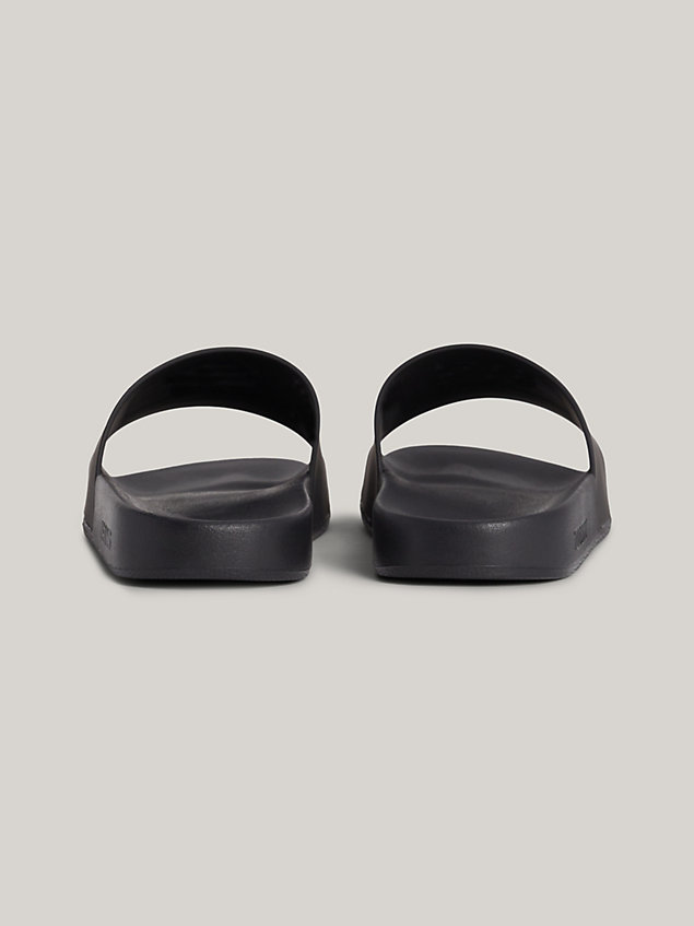 black essential embossed pool slides for women tommy jeans
