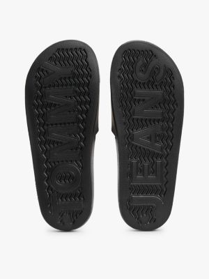 black logo pool slides for women tommy jeans