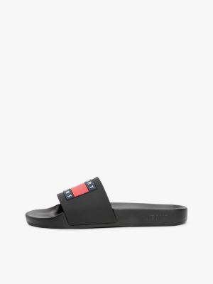 claquettes à logo noir pour femmes tommy jeans