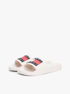 white logo pool slides for women tommy jeans