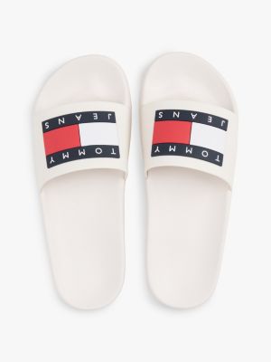 white logo pool slides for women tommy jeans