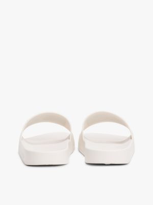 white logo pool slides for women tommy jeans