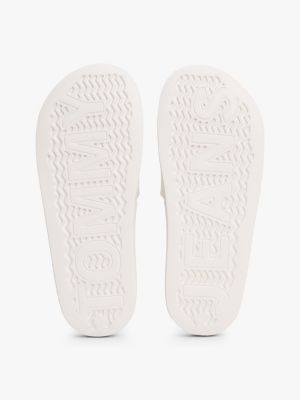 white logo pool slides for women tommy jeans