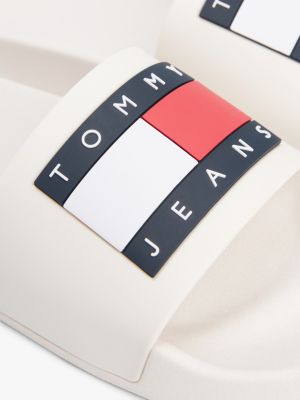 white logo pool slides for women tommy jeans