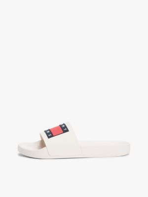 white logo pool slides for women tommy jeans