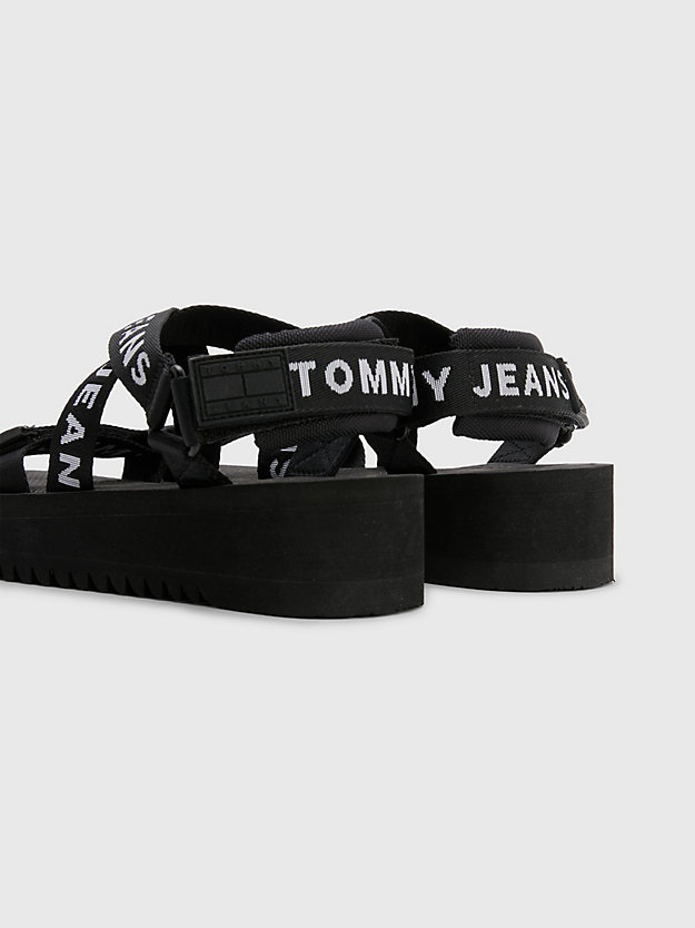 Flatform-Sandale mit Logo-Riemen aus Gurtband | SCHWARZ | Tommy Hilfiger