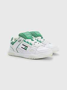 green mixed texture skate trainers for women tommy jeans
