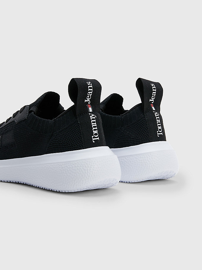 black knitted fine cleat trainers for women tommy jeans