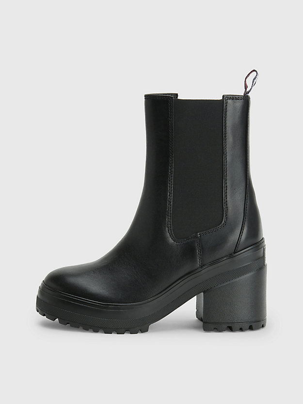 BLACK Cleated Block Heel Chelsea Boots for women TOMMY JEANS