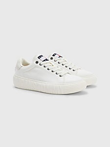 white canvas cupsole trainers for women tommy jeans