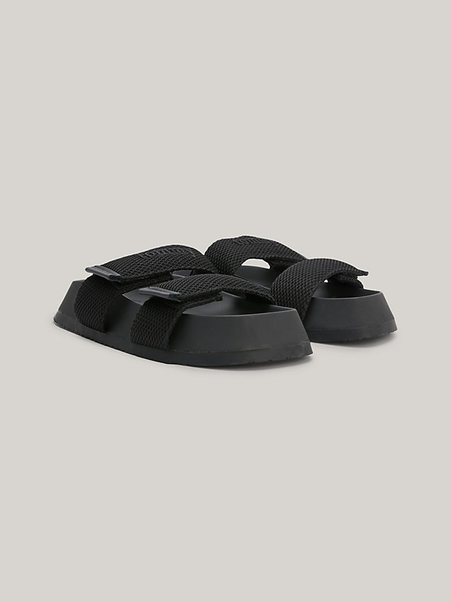 black sandaal met gebreide banden voor dames - tommy jeans
