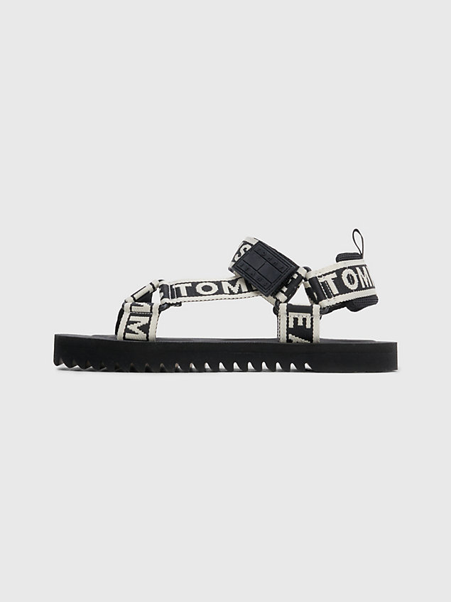 black repeat logo strap sandals for women tommy jeans