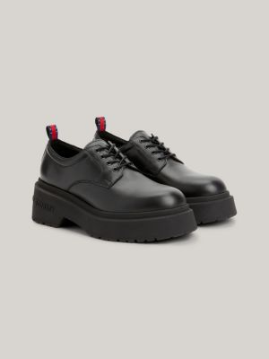 Chunky Cleat Leather Derby Shoes | Black | Tommy Hilfiger