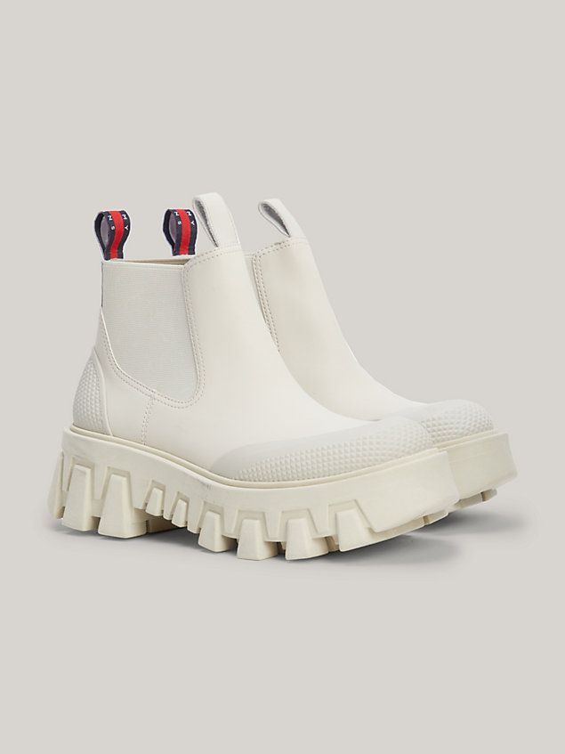 beige chunky cleat rubber rain boots for women tommy jeans