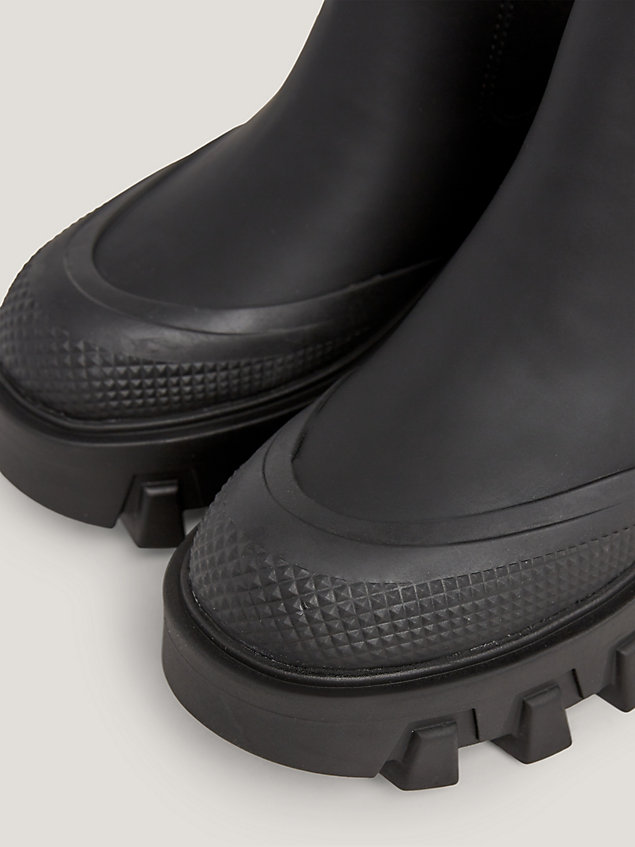 black rubberen regenlaars met chunky profiel voor dames - tommy jeans