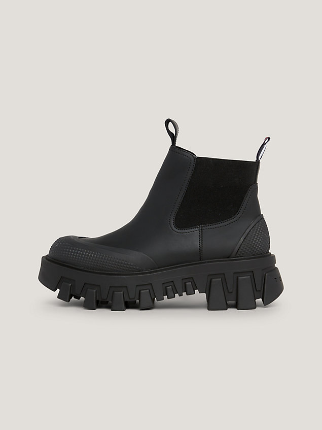 black chunky cleat rubber rain boots for women tommy jeans
