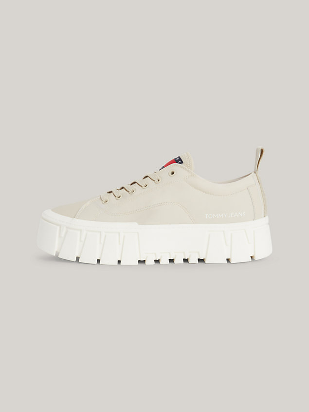 beige recycled cleat chunky trainers for women tommy jeans