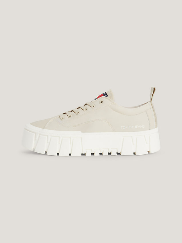 beige recycled cleat chunky trainers for women tommy jeans